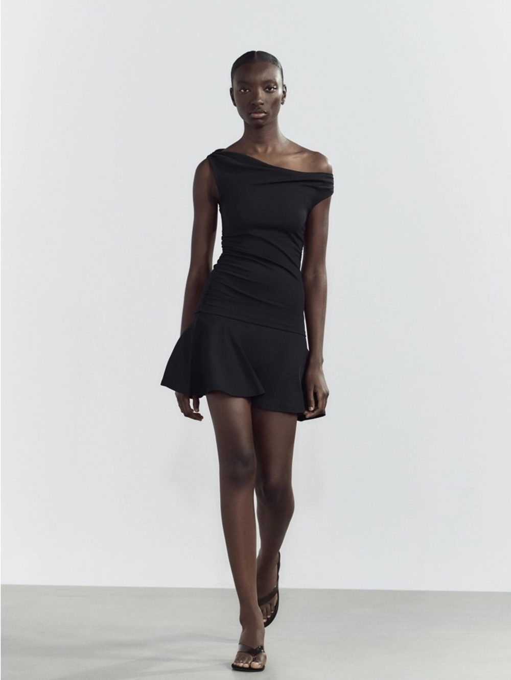 Zara black Draped Cowl Neck Women’s Dress L